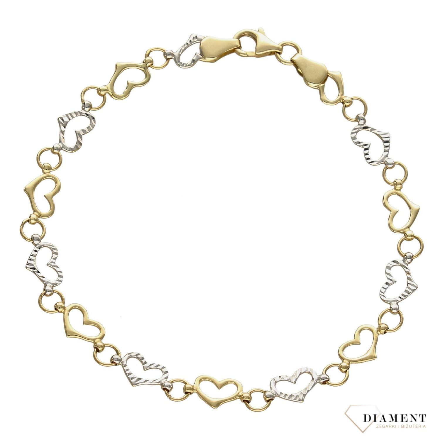 Złota bransoletka damska serduszka 585 żółte złoto BRA 000000 268 585.jpg